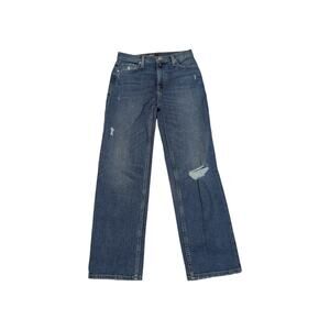 Hudson Remi Straight Ankle Jeans Blue Distressed Ripped High Rise Womens 26 Pant